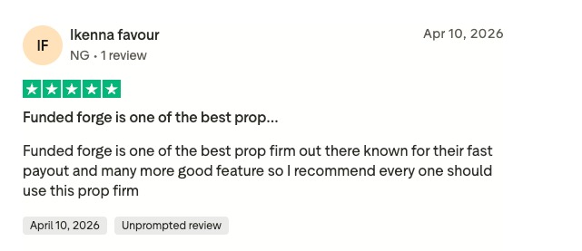 Trustpilot review 12 for FundedForge